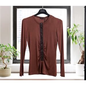 Dolce & Gabbana Vintage Brown Long Sleeve Viscosa Blouse Top (IT44, S/S 2007)